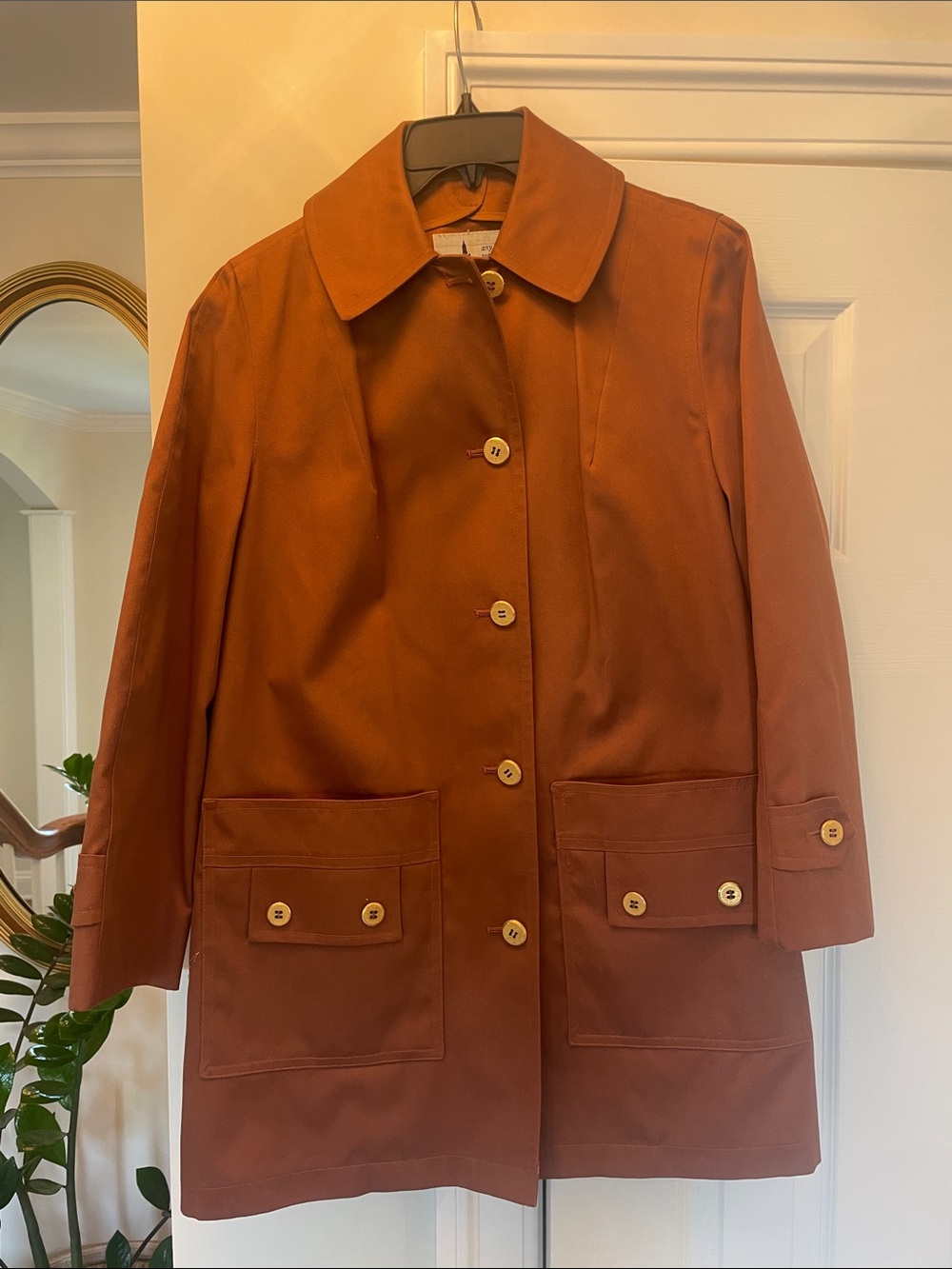 Vintage Misty Harbor Women's Rust Brown Button-Front Trench Coat